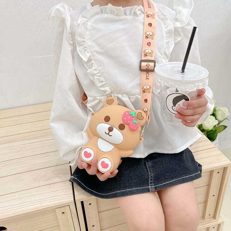 Children's Cartoon Strawberry Bear Shoulder Bag